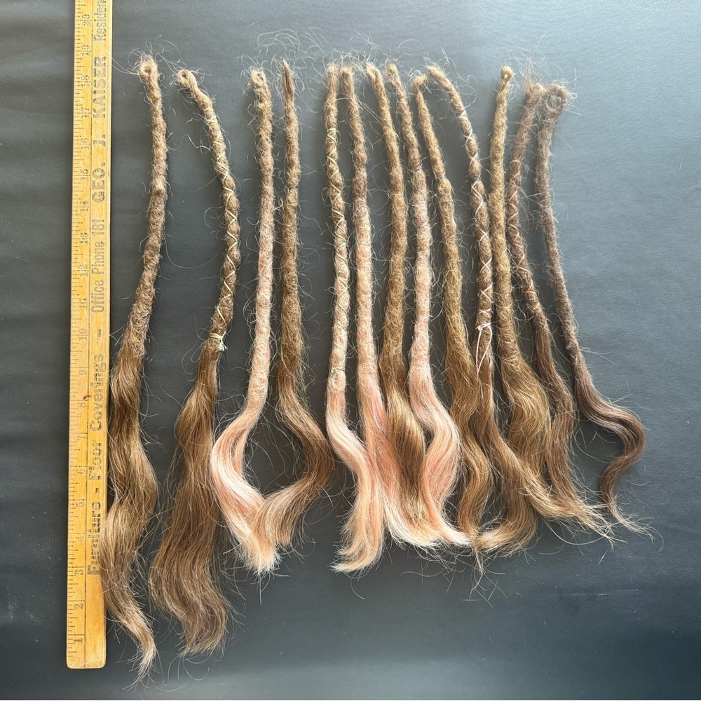Brown and Pink Human Hair SE Locs - Picture 8 of 9
